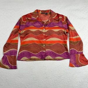 Very soft 90s vintage 100% silk swirly / button up shirt!